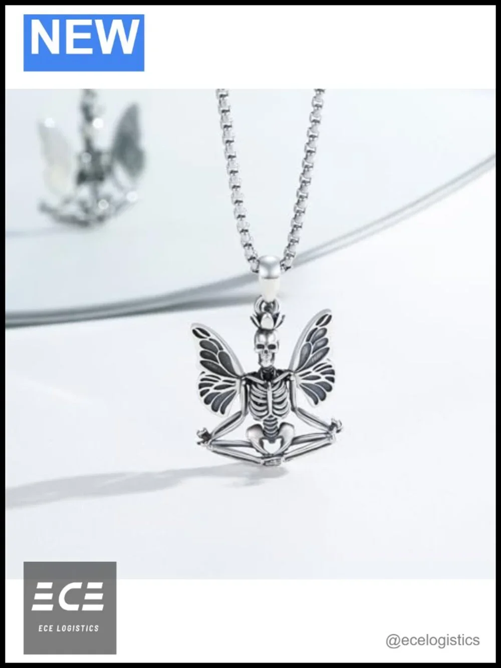 925 Sterling Silver Skull Necklace Gothic Yoga Meditation Pendant